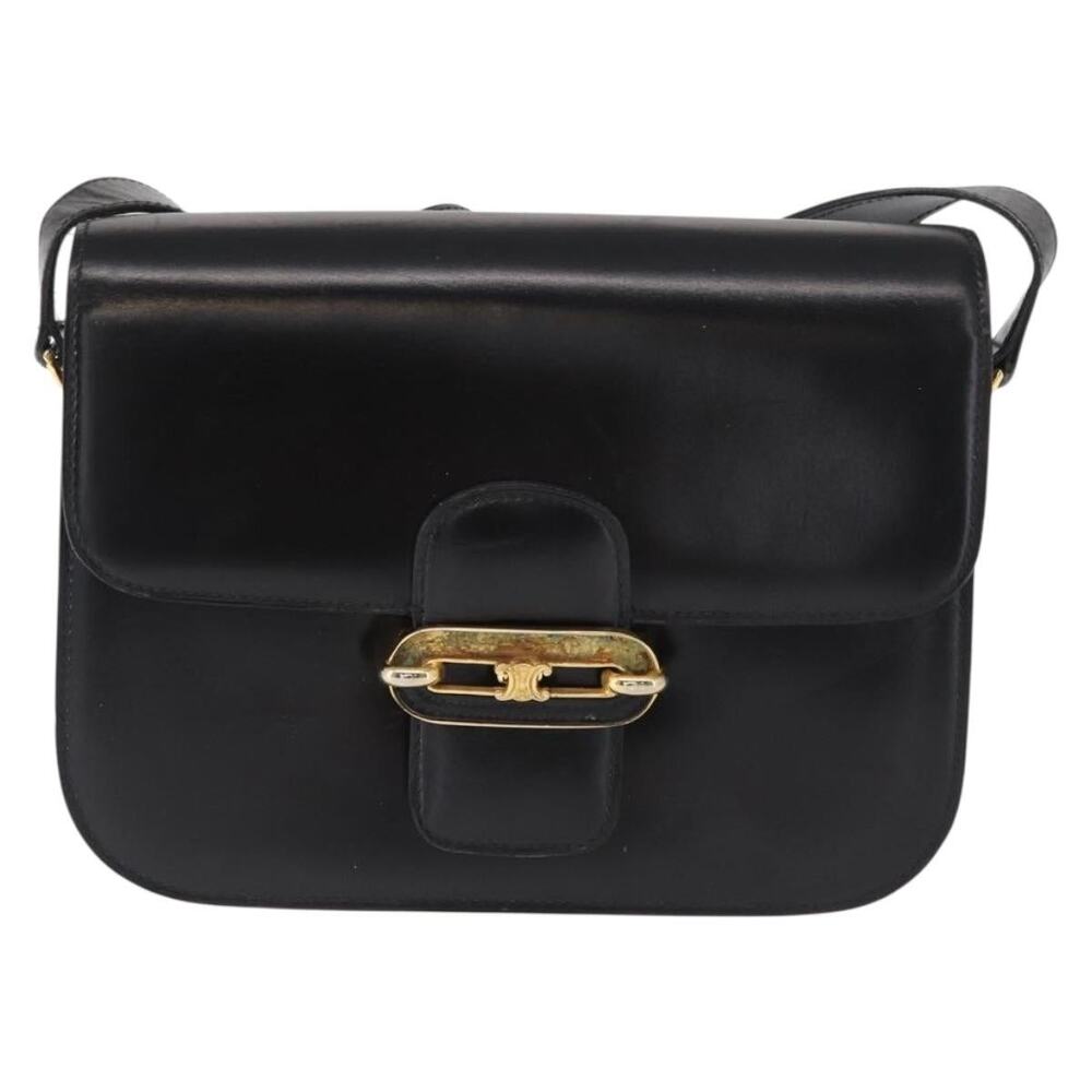 Celine Leather Shoulder Bag Black